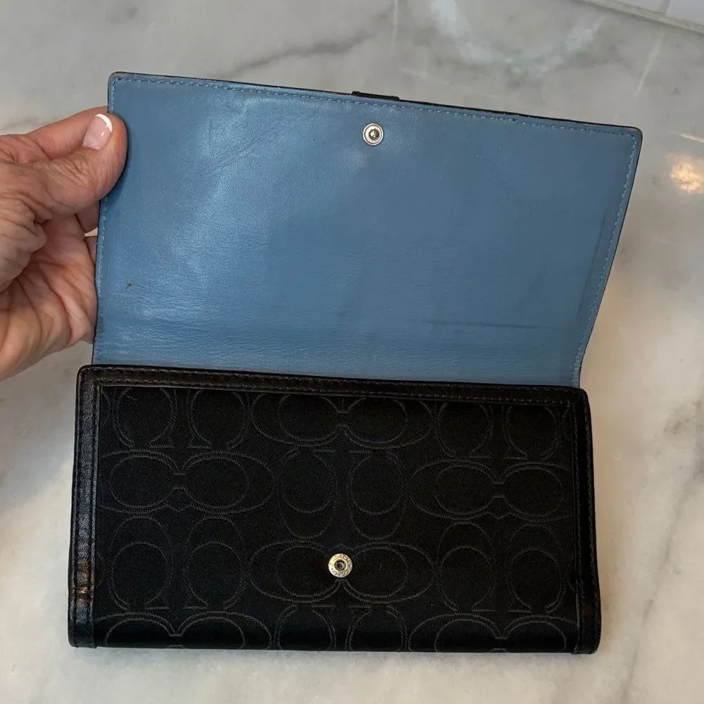 Coach Wallet Y2K Vintage Signature Logo Full Sized Canvas & Leather